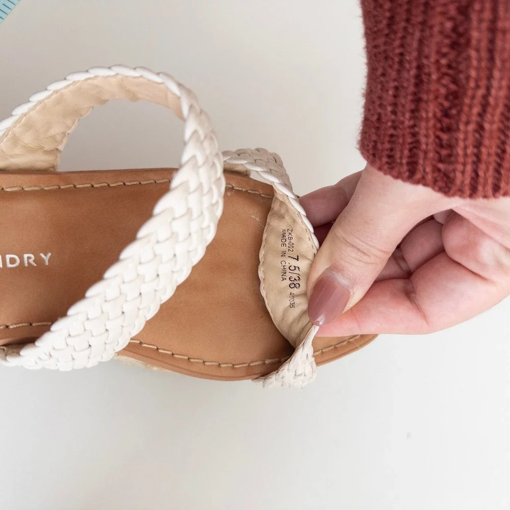 Chinese Laundry Womens Platform Espadrille Sandals 7.5 Cream Woven‎ Wedge Boho